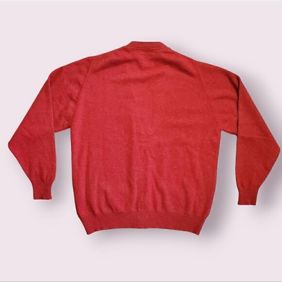 Ben Silver Lambswool Cardigan by William Lockie Mr. Rogers Red Preppy Men's XXL - Picture 2 of 4